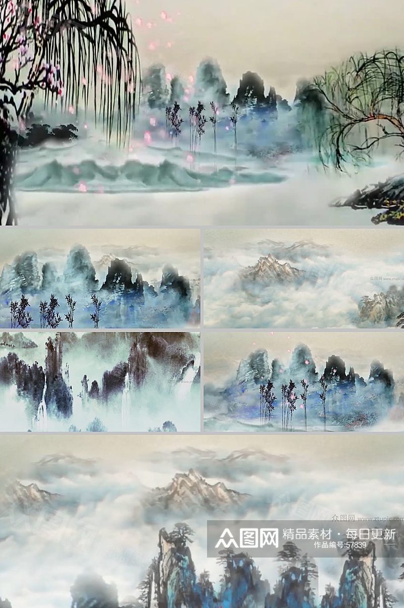 中国风古典山水画视频素材素材