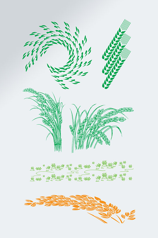 麦穗稻穗荣誉月桂环免扣元素金色麦穗小满房地产节气通用展板麦穗标志