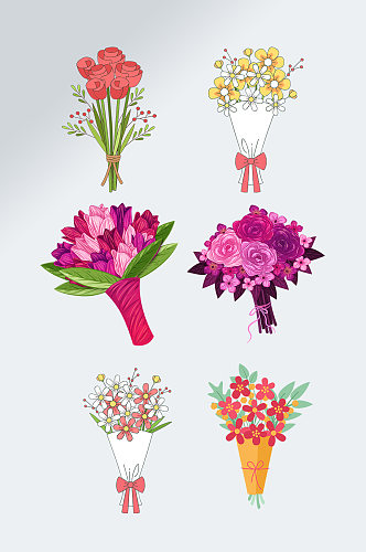 节日鲜花卡通花束花卉素材