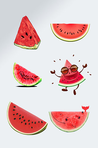 卡通手绘夏日夏天素材水果西瓜组合