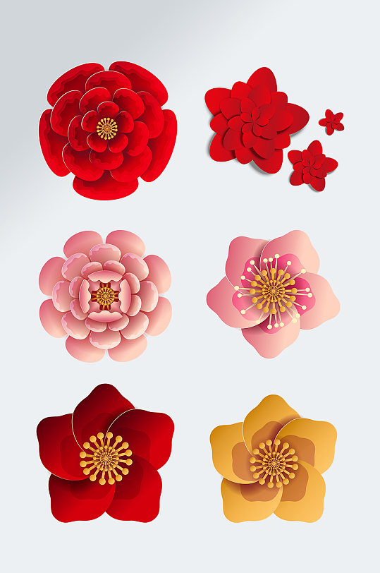 浮雕立体彩色花朵节日素材