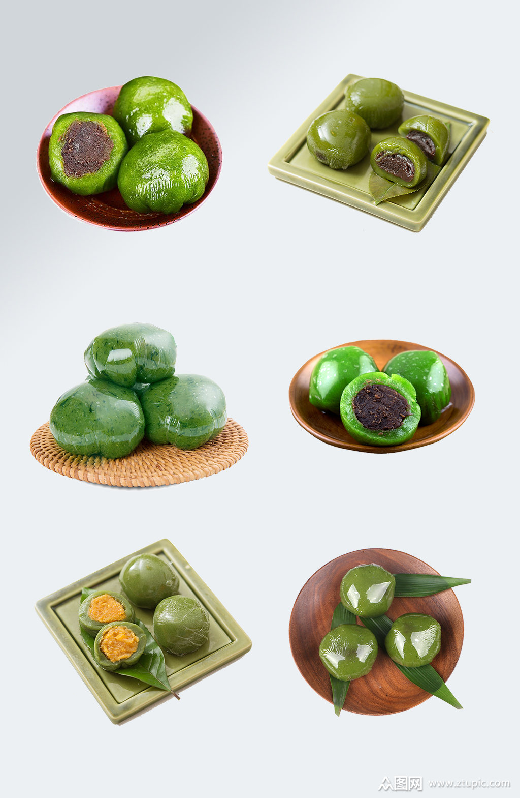 小清新清明节美食青团素材