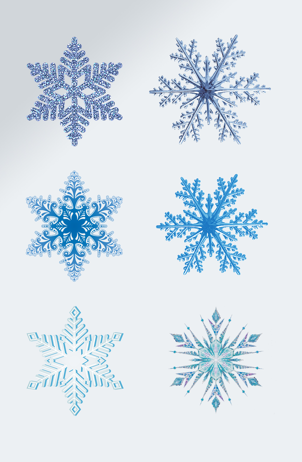 蓝色冬季雪花飘雪装饰图案