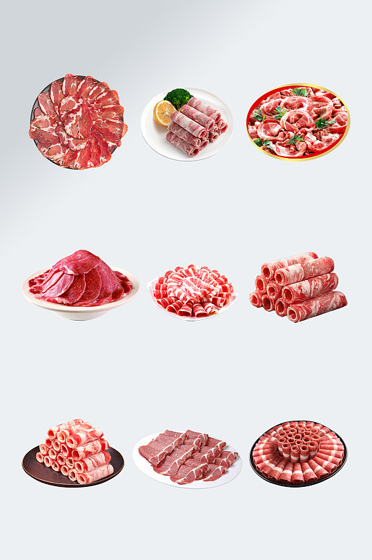 羊肉卷牛肉卷火锅食材素材