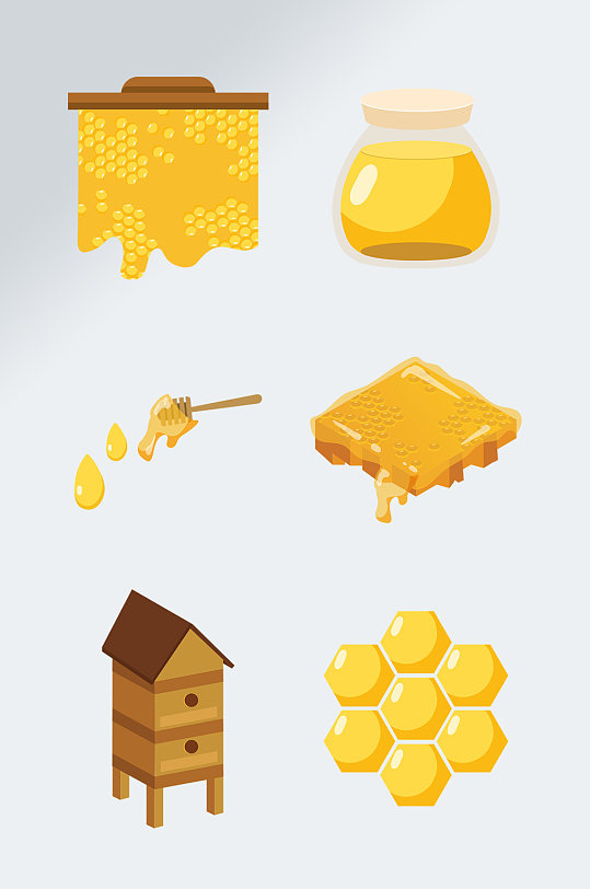 手绘蜜蜂蜂蜜蜂巢素材-众图网