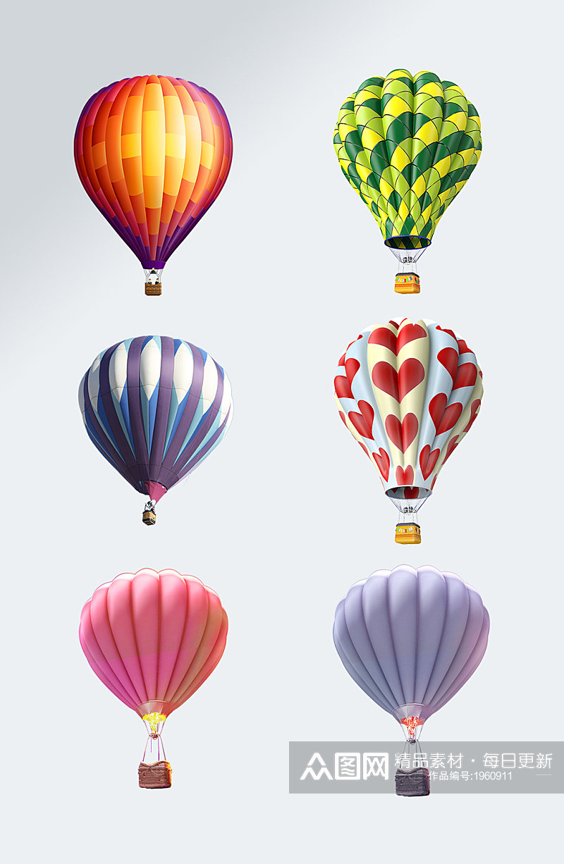 彩色热气球免抠素材素材