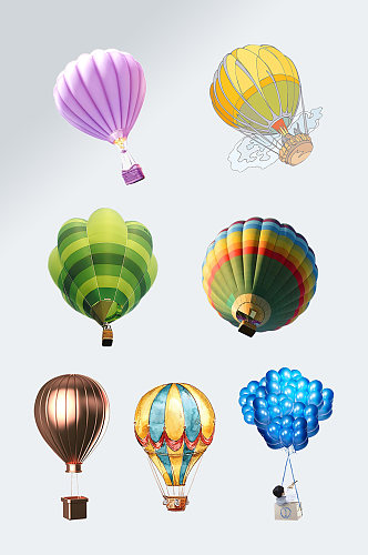 彩色热气球免抠素材