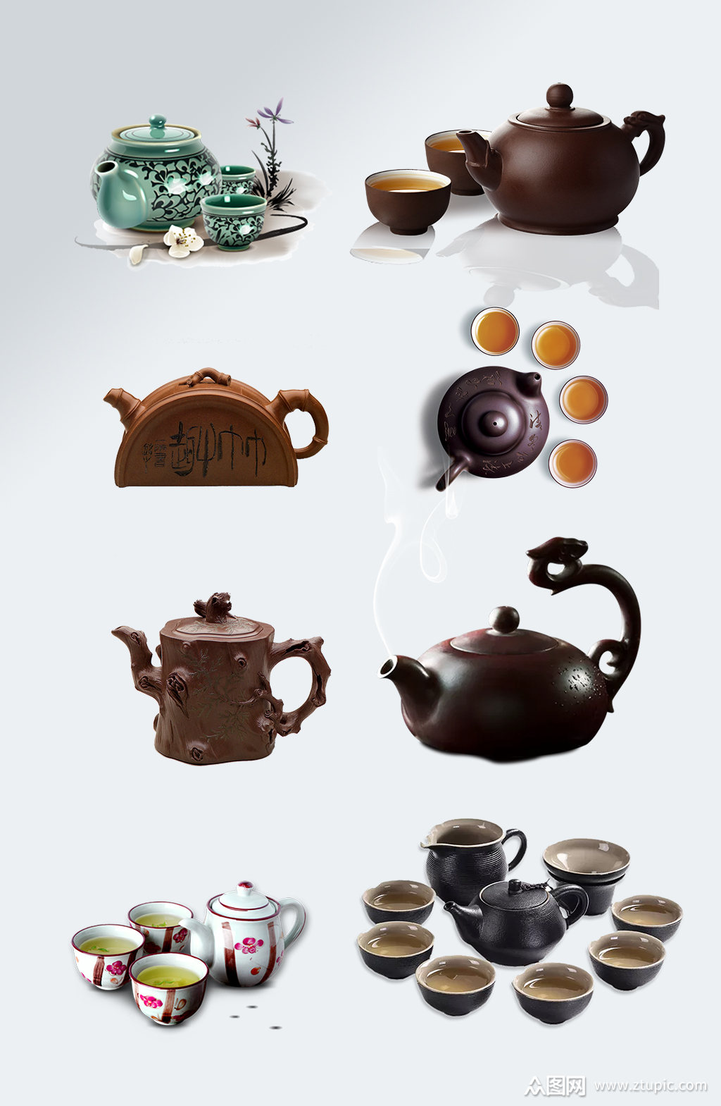 中国风茶壶茶杯免抠元素素材