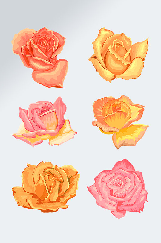 情人节手绘玫瑰花元素