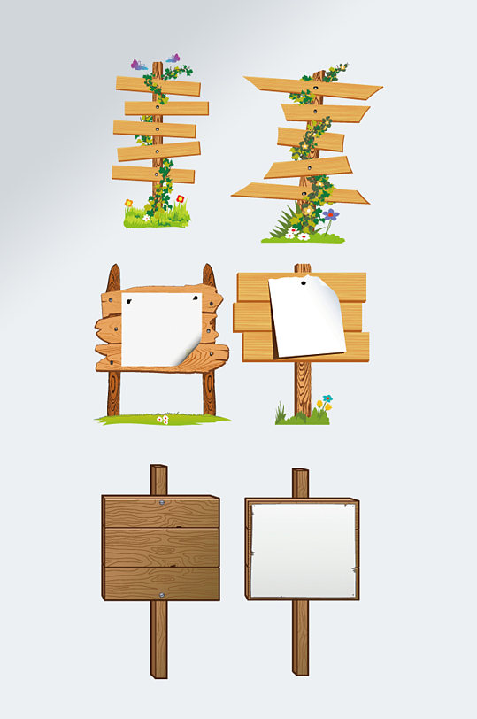 手绘卡通路口指示牌素材