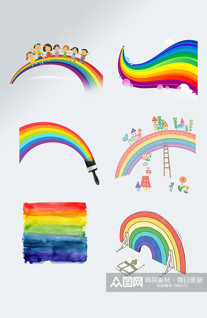 卡通手绘彩虹免抠元素素材