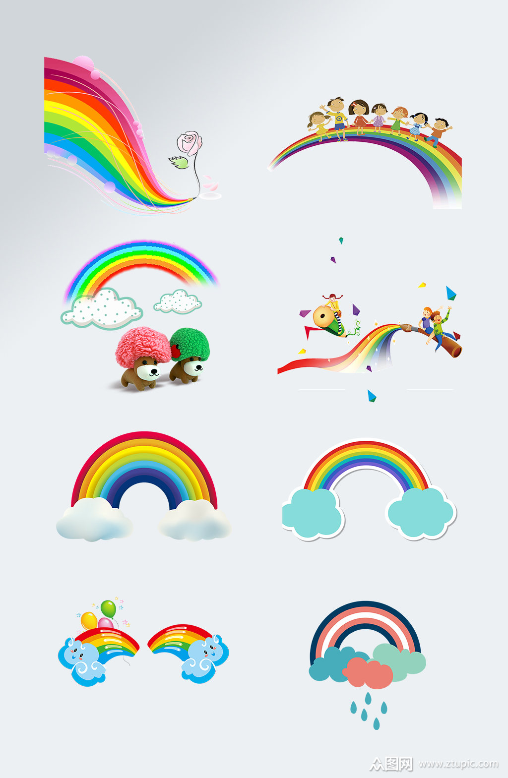 卡通手绘彩虹免抠元素模板下载-编号1980411-众图网