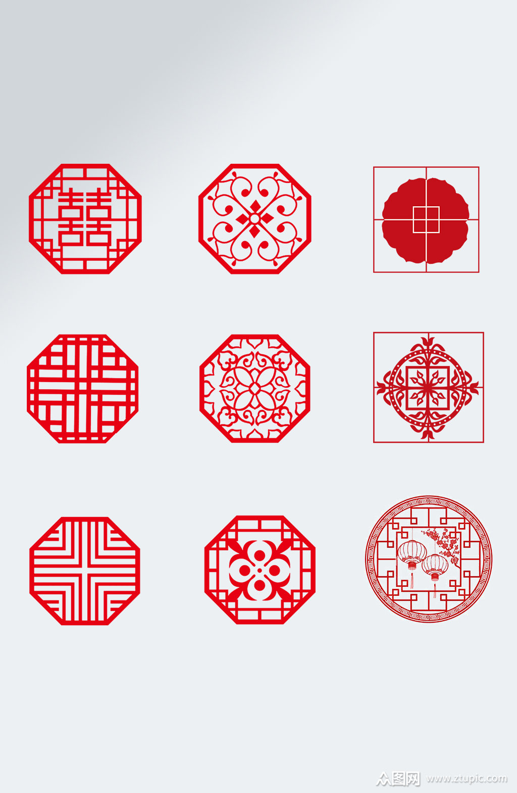 中国新年剪纸窗花素材模板下载-编号1980401-众图网