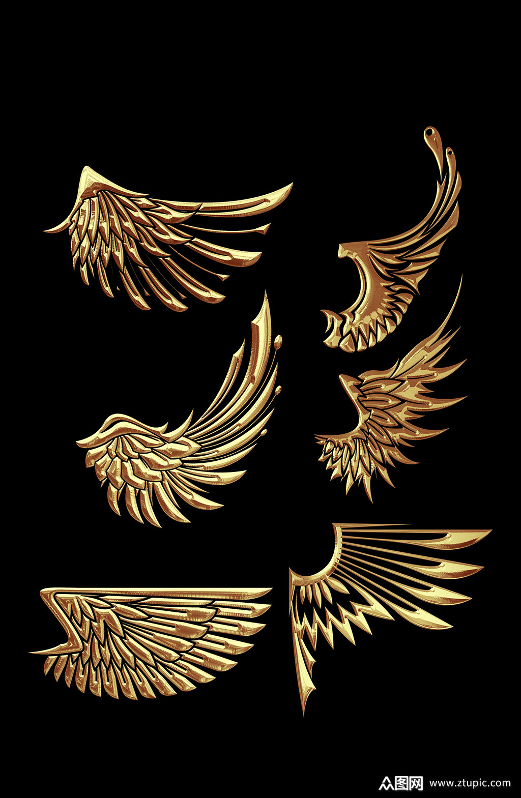 艺术金色翅膀免抠素材素材