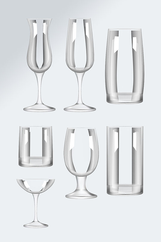 矢量透明玻璃杯免抠素材