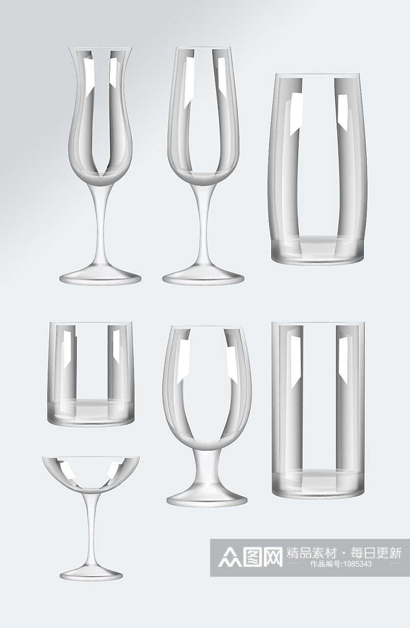 矢量透明玻璃杯免抠素材素材