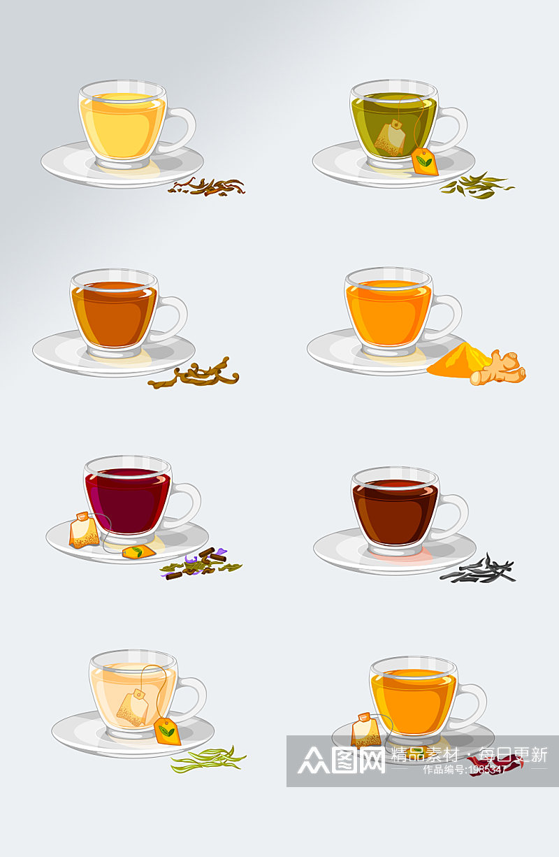 手绘茶饮下午茶插画元素素材