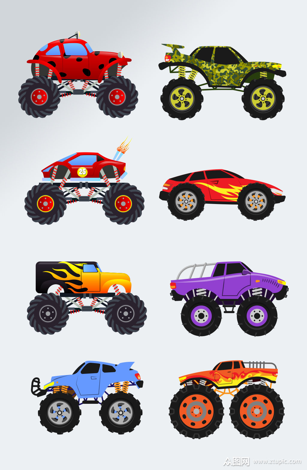 手绘卡通山地车汽车素材模板下载-编号1985363-众图网