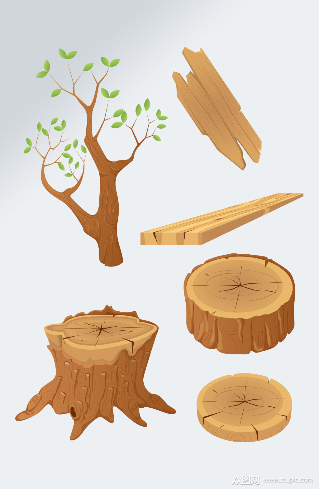 手绘木质木头大树素材