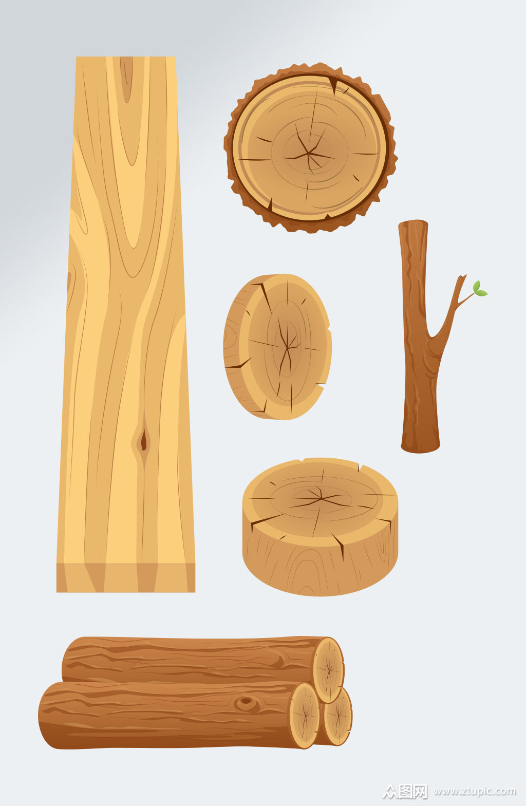 手绘木质木头大树素材