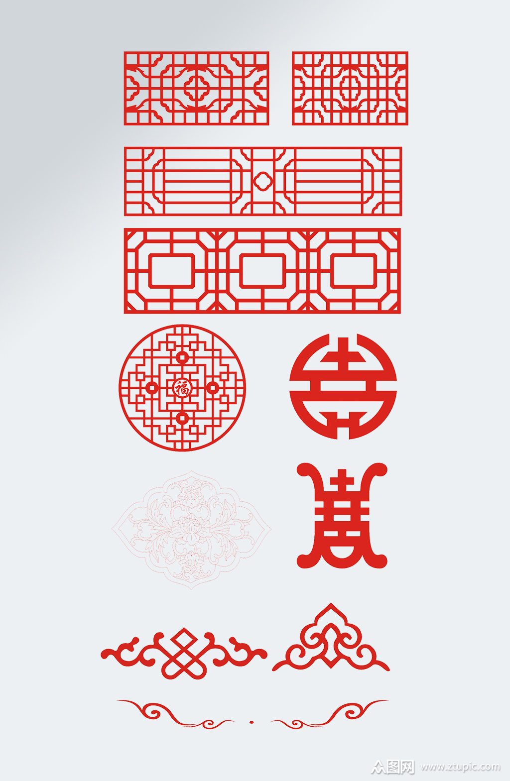 古风花边窗花免抠素材素材