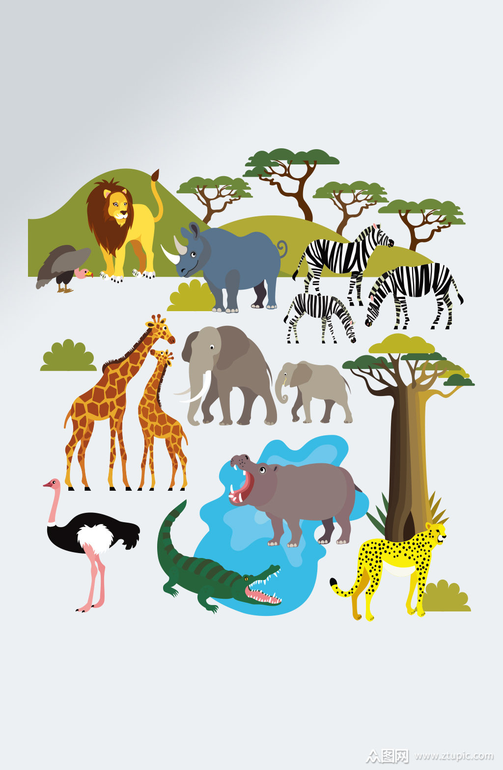 扁平化动物设计矢量素材