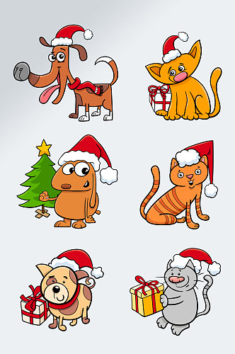 可及圣诞动物插画素材