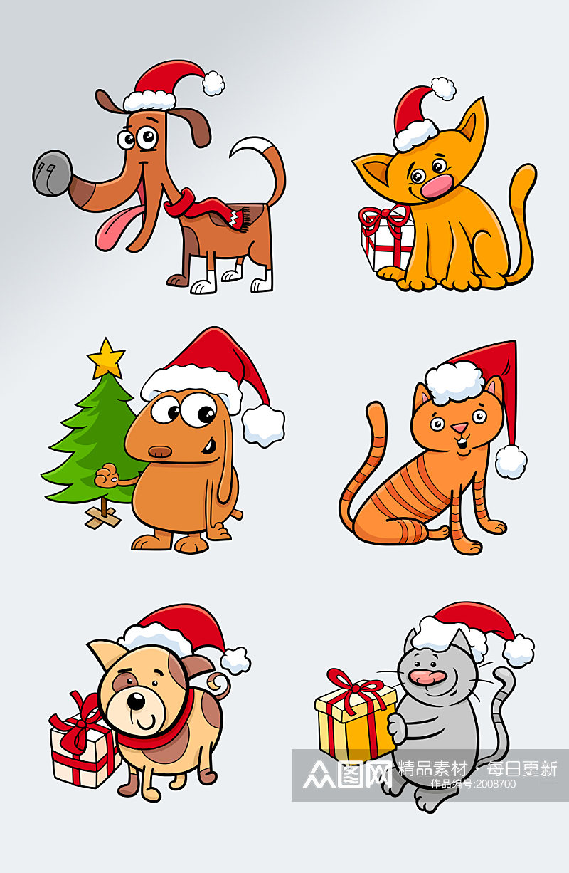 可及圣诞动物插画素材素材