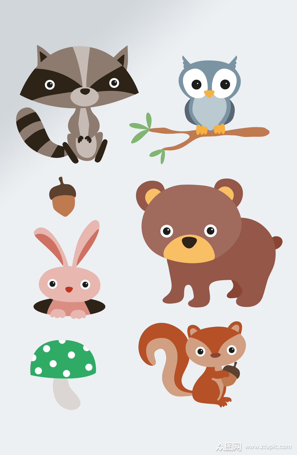 手绘可爱动物设计矢量素材
