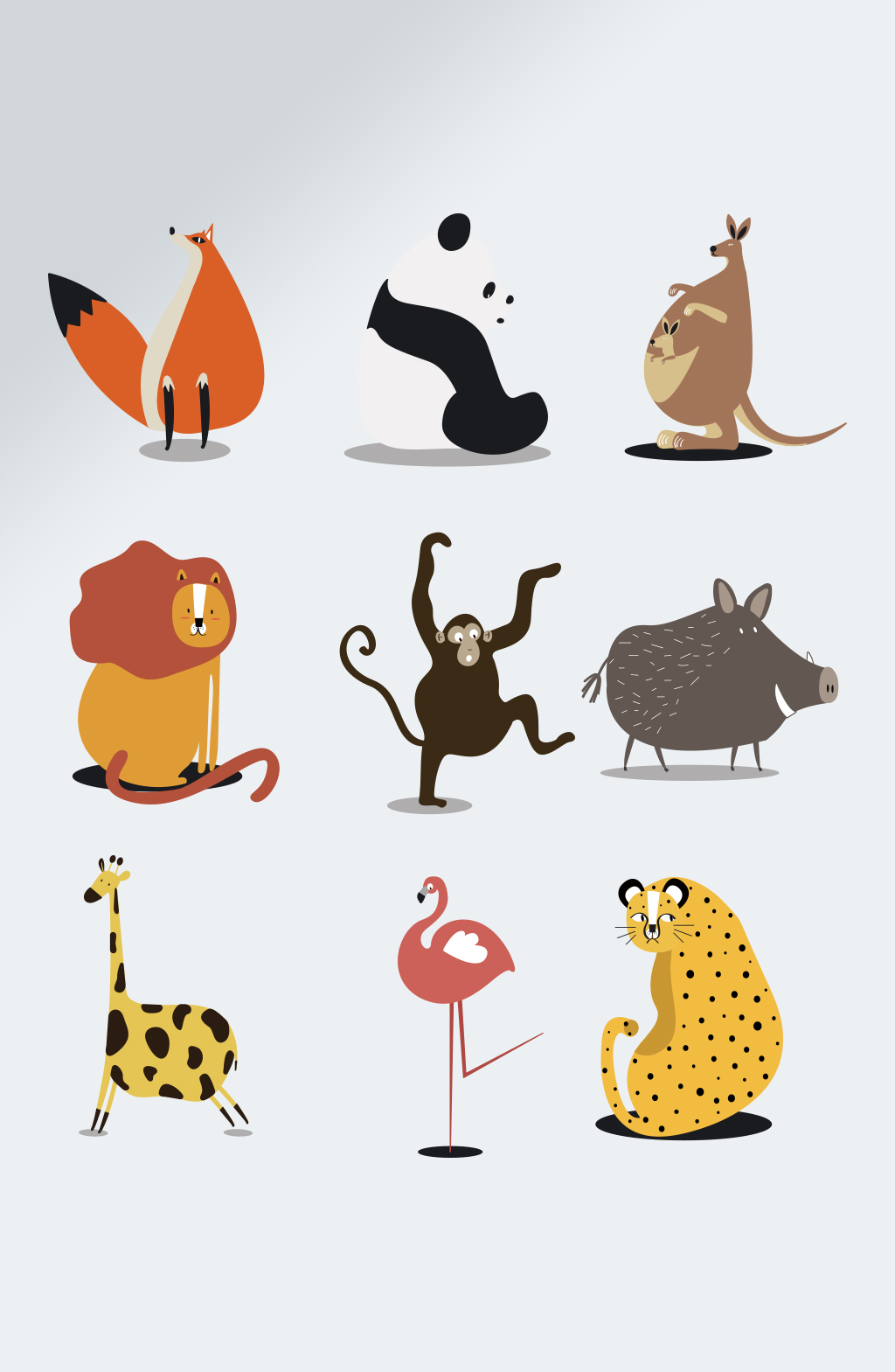 扁平化动物设计矢量素材