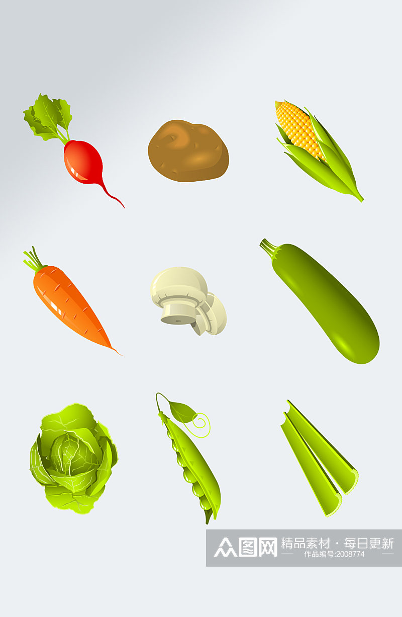 卡通手绘蔬菜食材元素素材