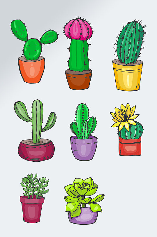 仙人掌卡通透明素材