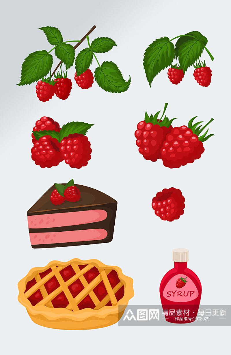 手绘卡通草莓蛋糕素材素材