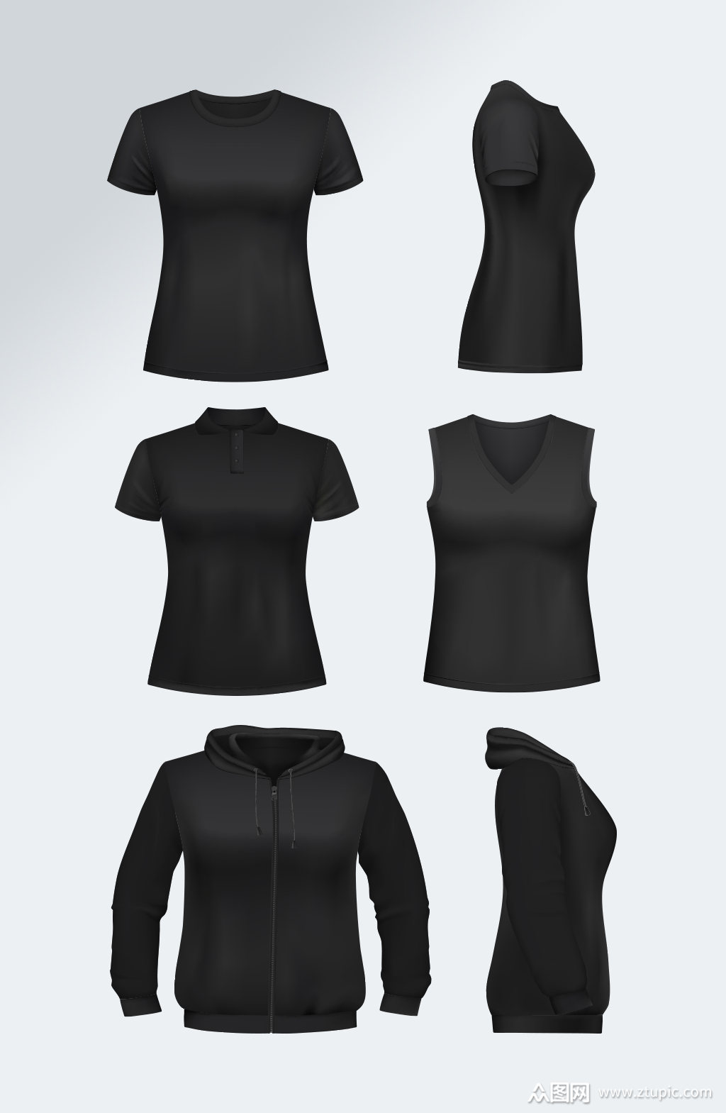 黑色t恤衣服模板素材