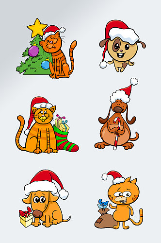 冬季圣诞动物插画素材