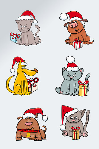 冬季圣诞动物插画素材