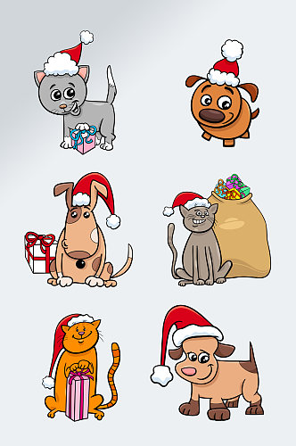 圣诞动物插画素材