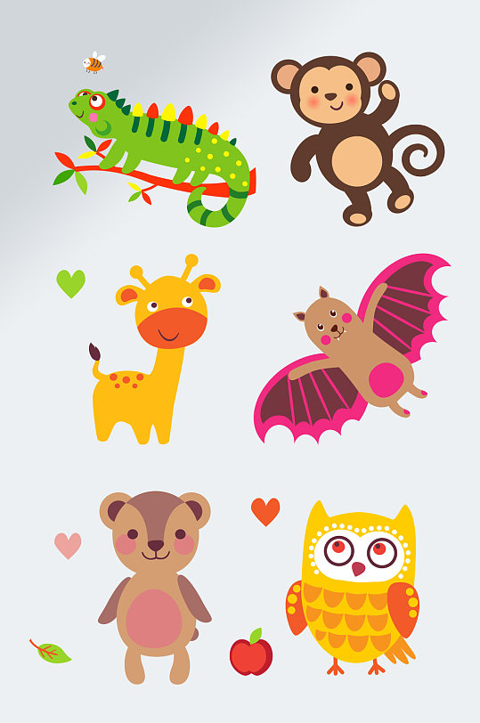 彩色小动物矢量素材