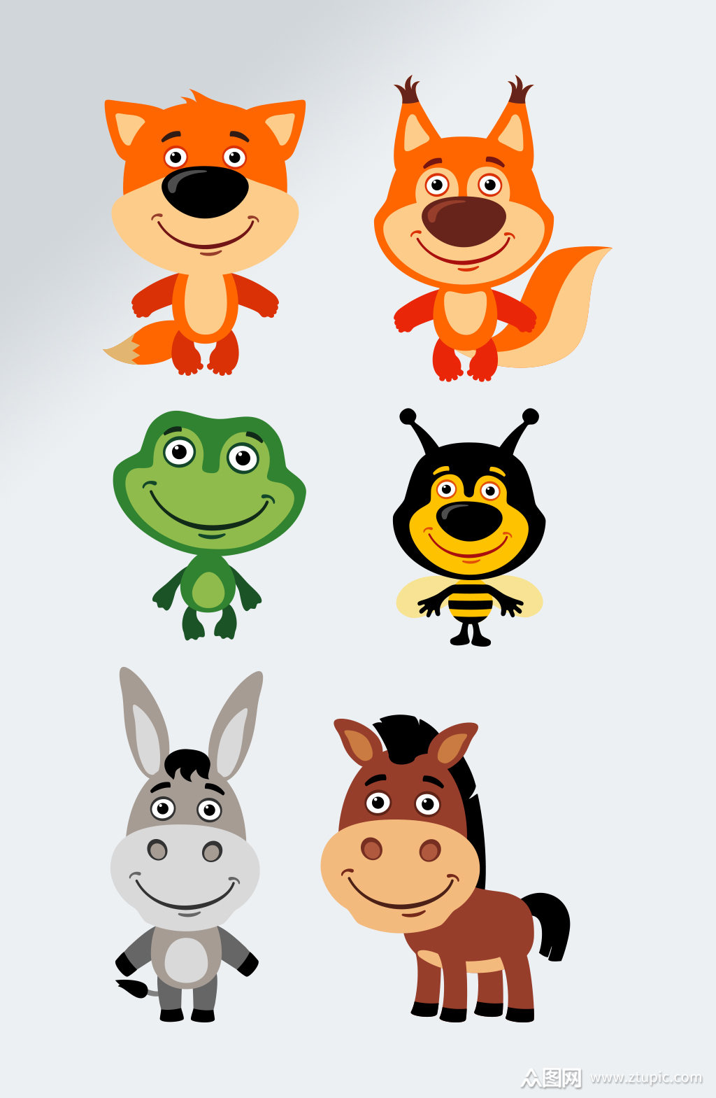 彩色野生动物矢量素材素材
