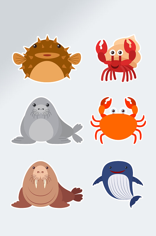 卡通手绘海洋生物元素