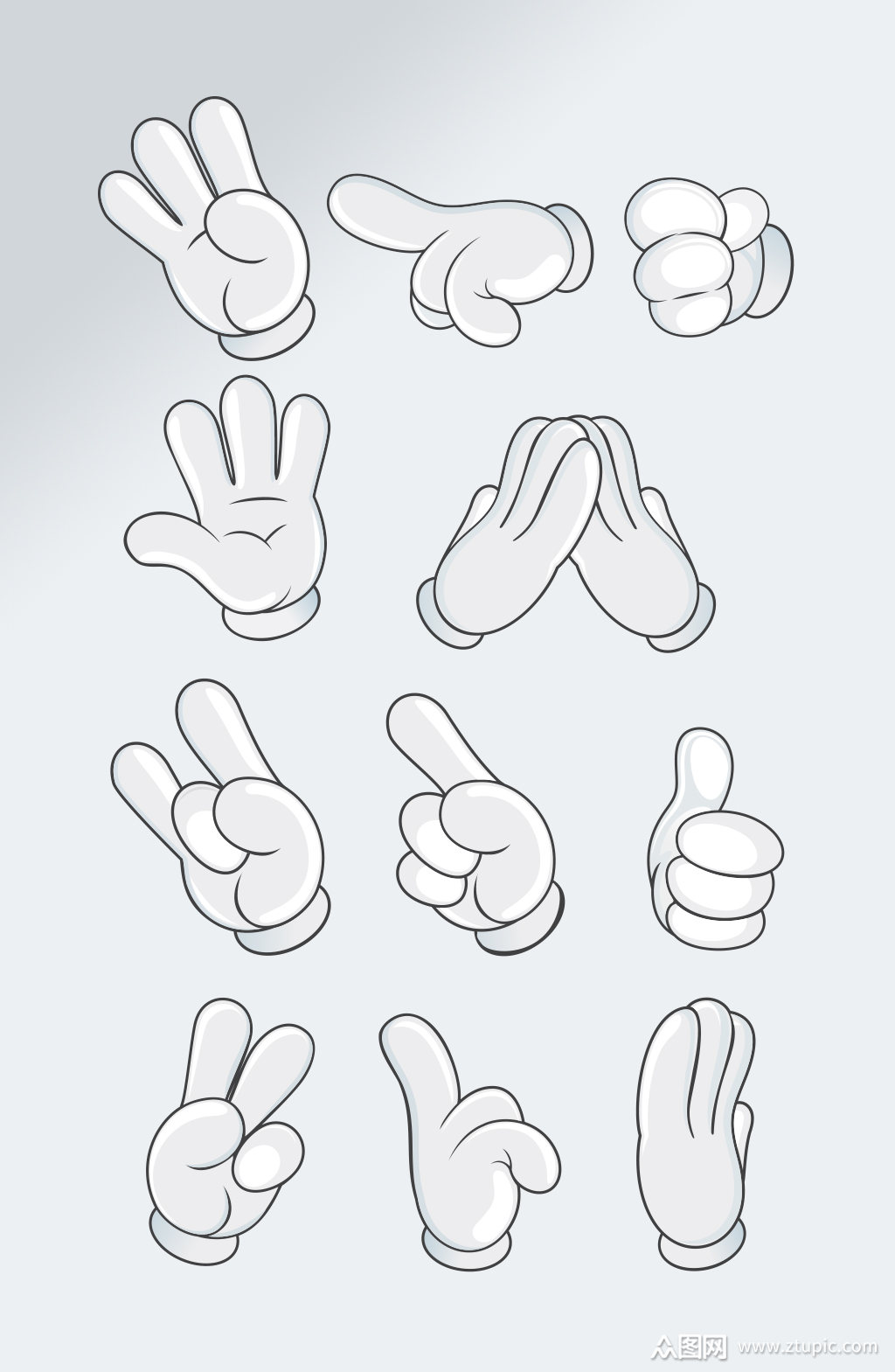 卡通手绘数数手势素材素材