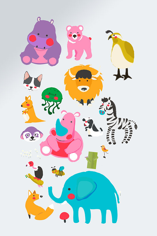 幼儿园动物插画素材