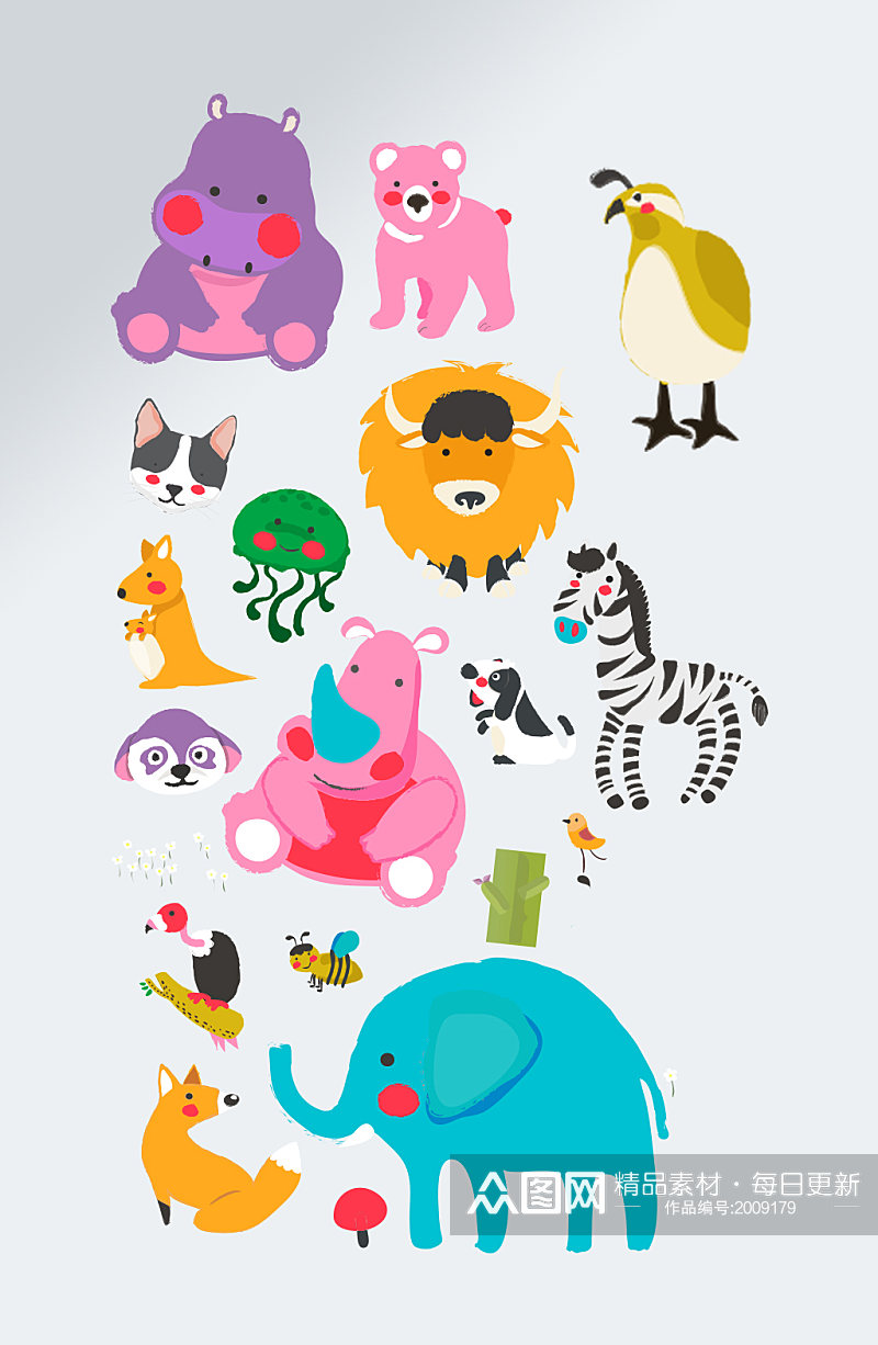 幼儿园动物插画素材素材