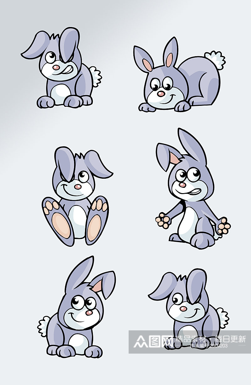 可爱卡通手绘兔子素材素材