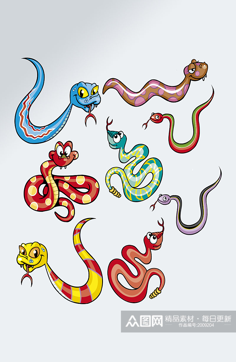 手绘可爱蛇眼镜蛇素材素材