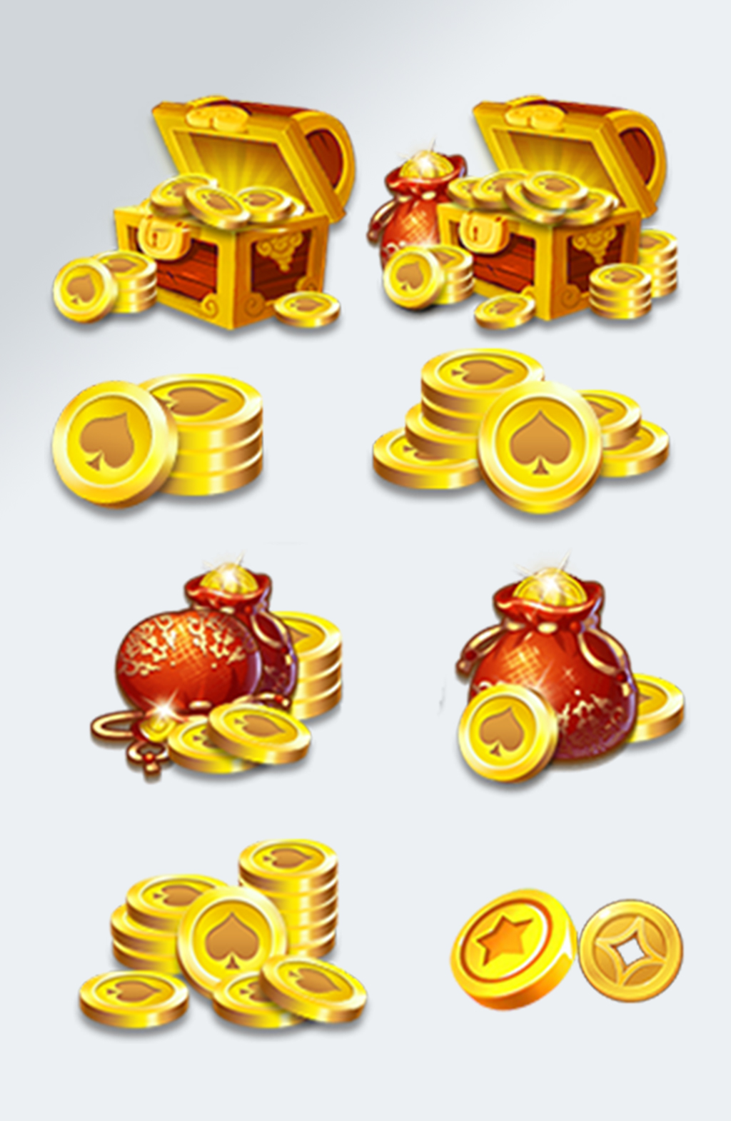 手绘金币金钱宝箱素材素材