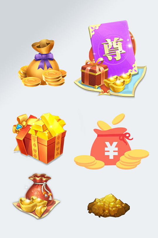 手绘金币金钱袋子素材