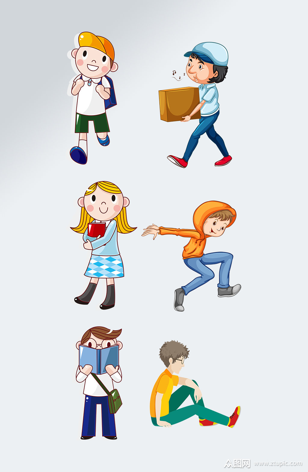 手绘学生人物免抠素材模板下载-编号2048565-众图网
