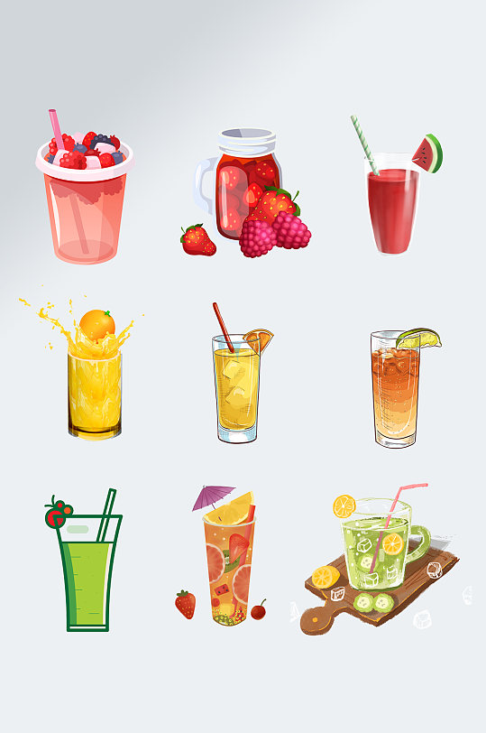 多种水果饮料饮品素材