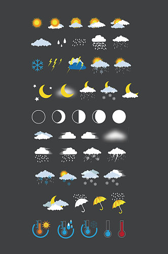 卡通手绘天气预报标识素材
